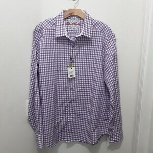 Robert Graham Centerfold Plaid Purple Classic Fit Dress Shirt NWT